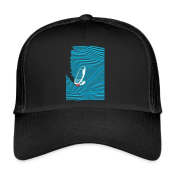Windsurfer Windsurfen Welle - Trucker Cap - Schwarz/Schwarz - Vorne
