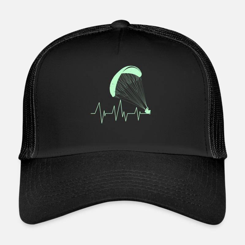 Gleitschirm Herzschlag Paraglider Herz - Trucker Cap - Schwarz/Schwarz