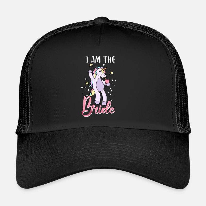 Ich bin die Braut Einhorn Motiv Junggesellin - Trucker Cap - Schwarz/Schwarz
