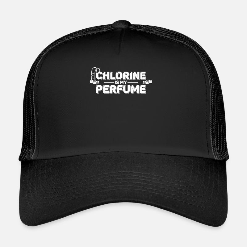Schwimmen Chlorine Is My Perfume Geschenk - Trucker Cap - Schwarz/Schwarz