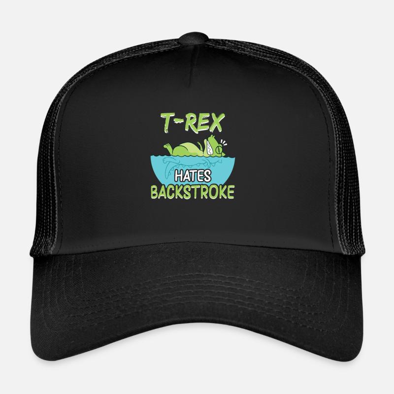 T Rex Hates Backstroke for a Swim Coach Trucker Cap