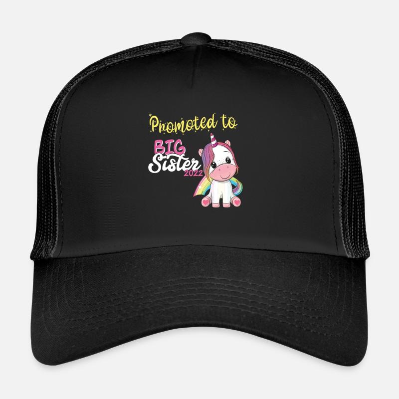 Schwester 2022 Einhorn Geschenk Idee Geschwister - Trucker Cap - Schwarz/Schwarz