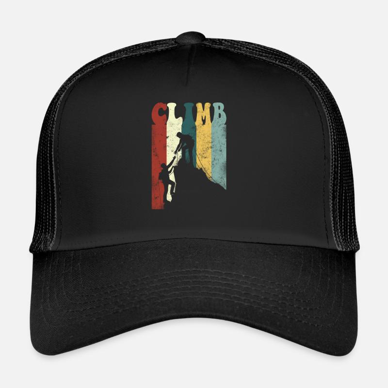 Rock Climbing Climber Climb Retro - Casquette trucker  - noir/noir