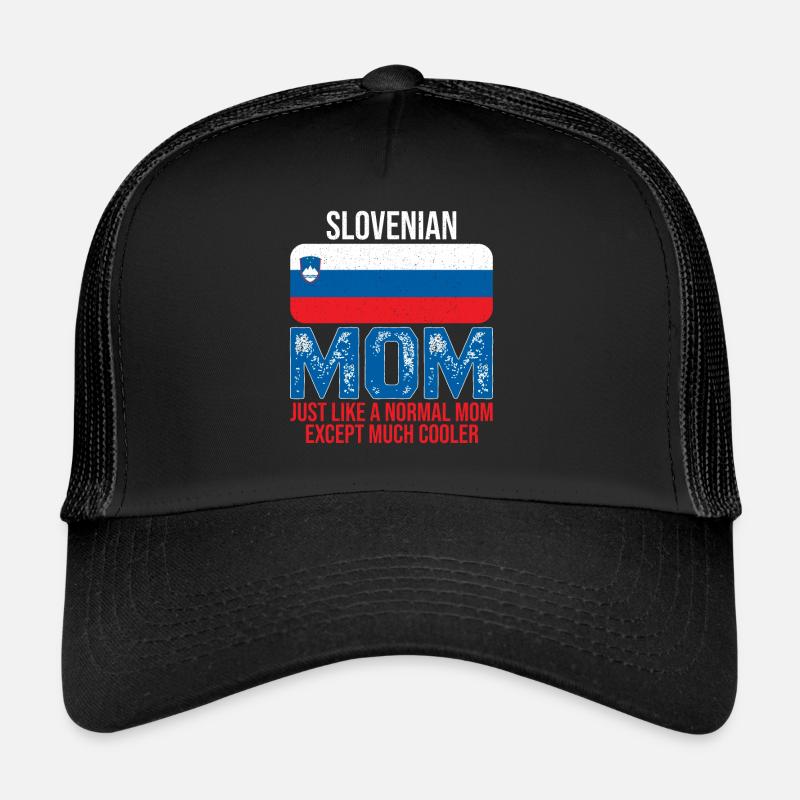 Slovenian Mom Slowenien Flagge Muttertag - Trucker Cap - Schwarz/Schwarz