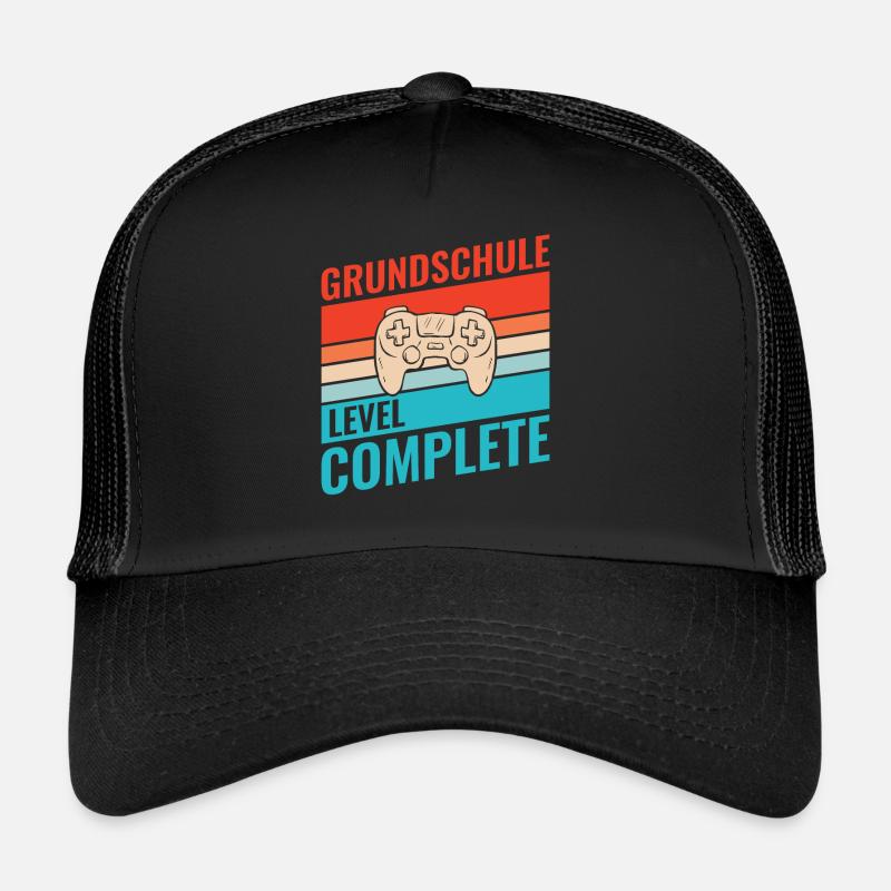 Abschluss Grundschule Retro Vintage Level complete - Trucker Cap - Schwarz/Schwarz