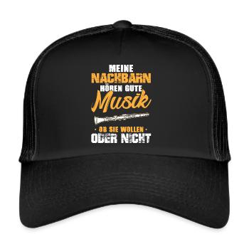 My neighbors listen to clarinet - Trucker Cap - black/black - Front