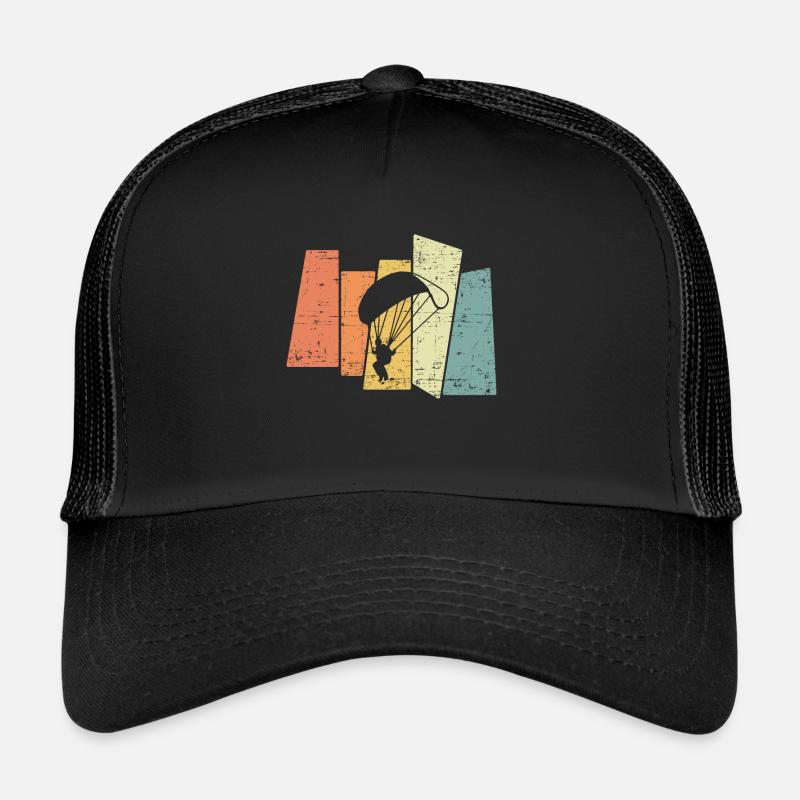 Retro Paragliding Silhouette Skydiving Paraglider Trucker Cap