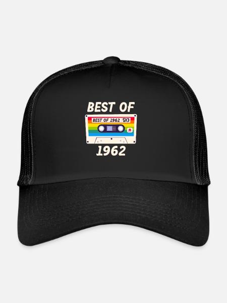 Best of 1962 Rétro Vintage Music Cassette Mixtape - Casquette trucker  - noir/noir - Devant