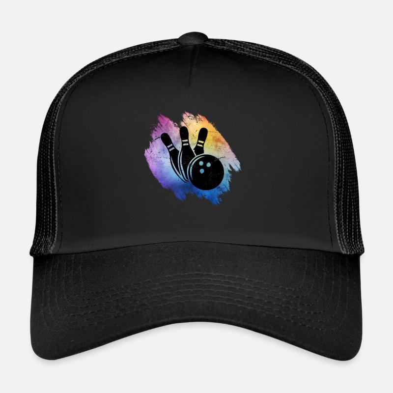 Bowling boule et bowling pins équipe de bowling art Casquette trucker 