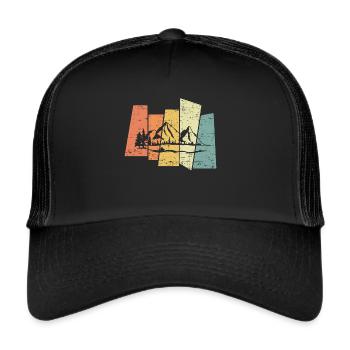 Retro Mountain Landscape Mountains Vintage - Trucker Cap - black/black - Front