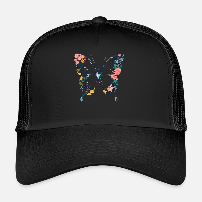 Jolies fleurs papillon Casquette trucker 