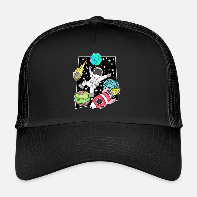 Astronaute dans l’espace avec fusée Casquette trucker 