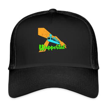 Wupptertaler Schwebebahn Bahn Wuppertal - Trucker Cap - Schwarz/Schwarz - Vorne