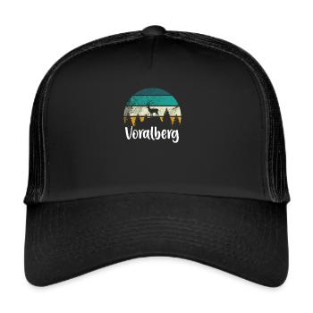 Voralberg Geschenk Vorarlberger Spruch - Trucker Cap - Schwarz/Schwarz - Vorne