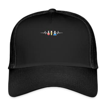 Chemistry Heartbeat - Laboratory Assistant Chemist Nerd Geek - Trucker Cap - black/black - Front