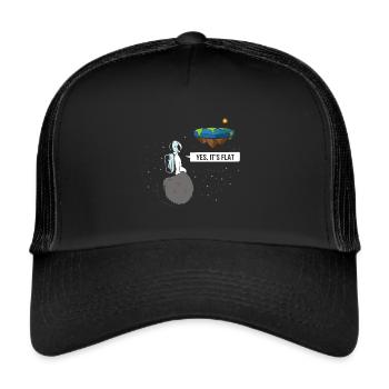 Yes It's Flat Astronaut Mond Flat Earth Society - Trucker Cap - Schwarz/Schwarz - Vorne