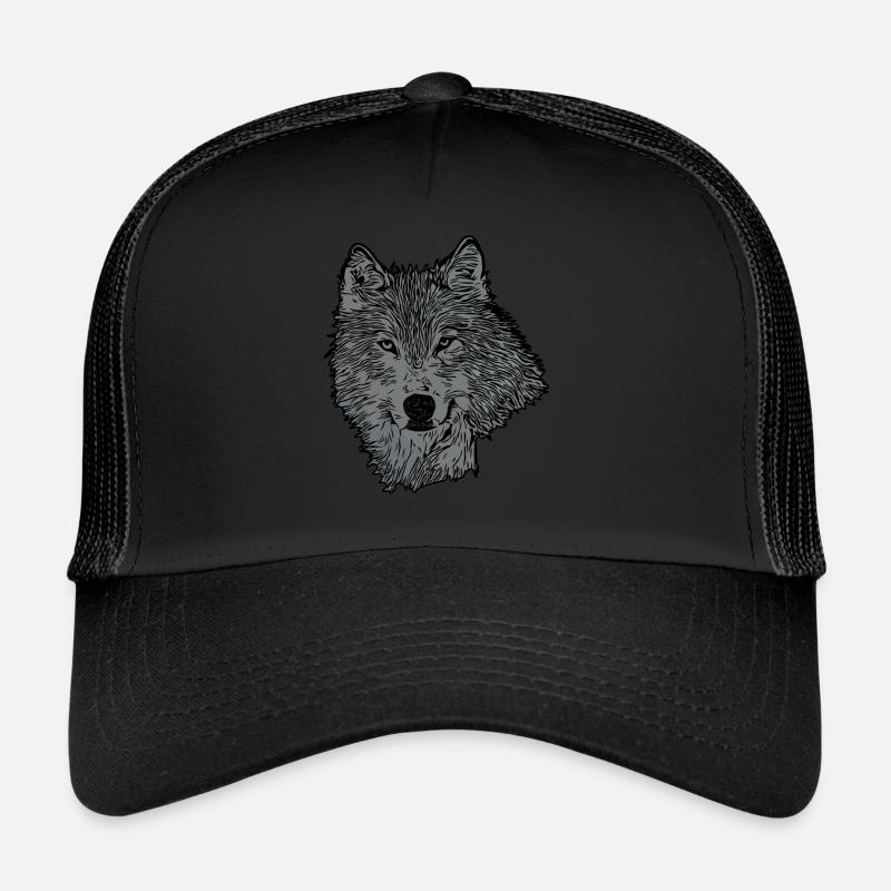 Wolf Tier Motiv - Trucker Cap - Schwarz/Schwarz