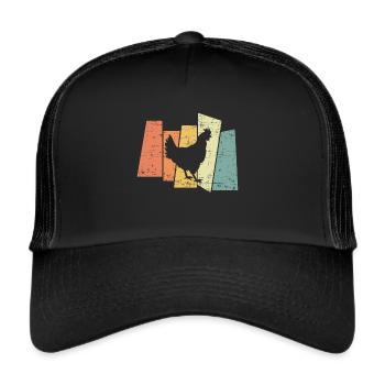 Retro Chicken I Chicken Farmer - Trucker Cap - Schwarz/Schwarz - Vorne