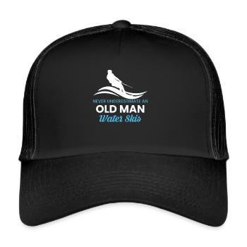 Never Understimate An Old Man Water Skis - Casquette trucker  - noir/noir - Devant
