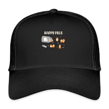 Zwergspitz Happy Pills Dogs Pomeranian Dog - Trucker Cap - black/black - Front