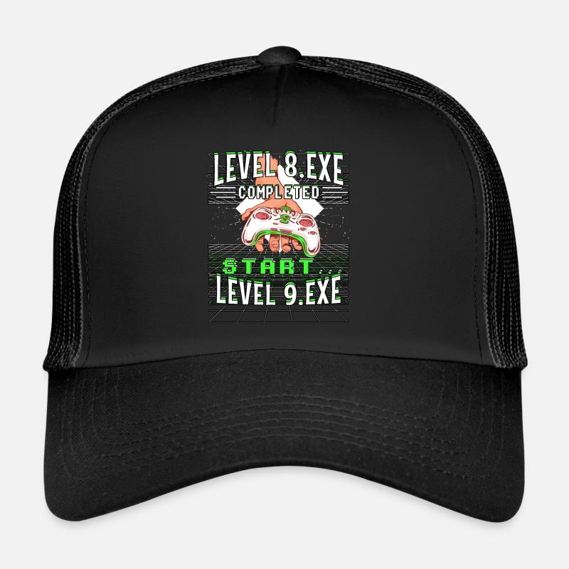 9. Kindergeburtstag Level 8.exe Gaming 9 Jahre - Trucker Cap - Schwarz/Schwarz