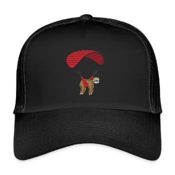 Sloth Paraglider Paragliding Skydiving - Trucker Cap - black/black - Front