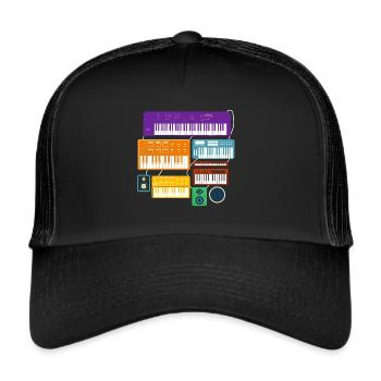 ADSR Modular Techno Festival Nerd Synthesizer - Trucker Cap - black/black - Front