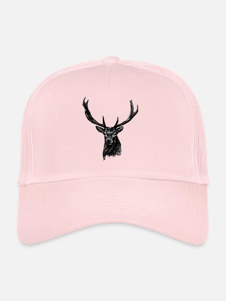 Cerf chasse motif animalier motif - Casquette trucker  - rose pâle - Devant