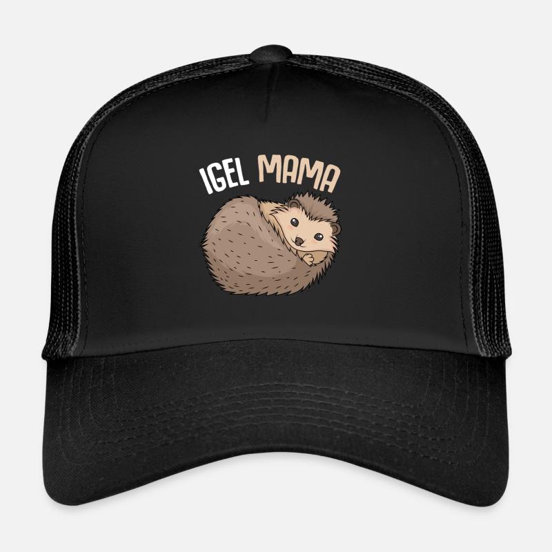 Igel Mama Mutter Muttertag Damen - Trucker Cap - Schwarz/Schwarz