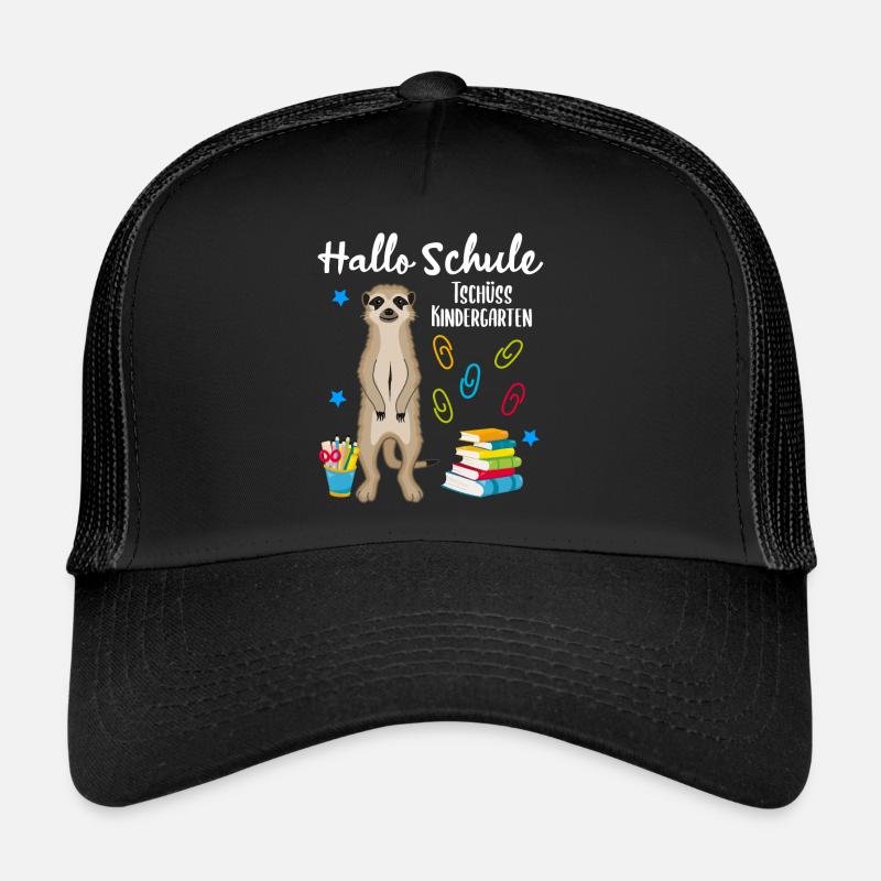 Einschulung Schulbeginn 1. Klasse Erdmännchen - Trucker Cap - Schwarz/Schwarz