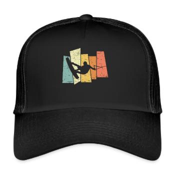 Retro Vintage Wakeboard Wakeboarder Wakeboarding - Trucker Cap - black/black - Front