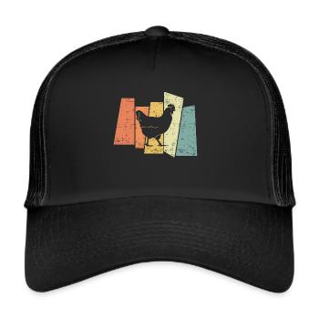Retro Chicken I Chicken Farmer - Trucker Cap - Schwarz/Schwarz - Vorne
