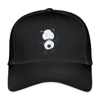Climbing Panda Bear - Cute Panda - Casquette trucker  - noir/noir - Devant