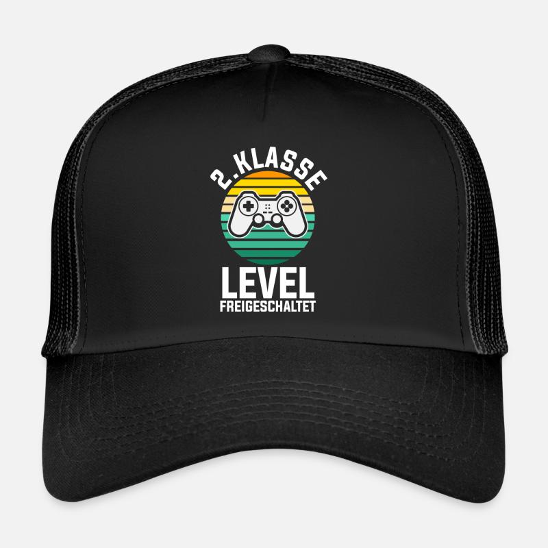 2. Klasse Level Freigeschaltet Zocker Gamer Gaming - Trucker Cap - Schwarz/Schwarz