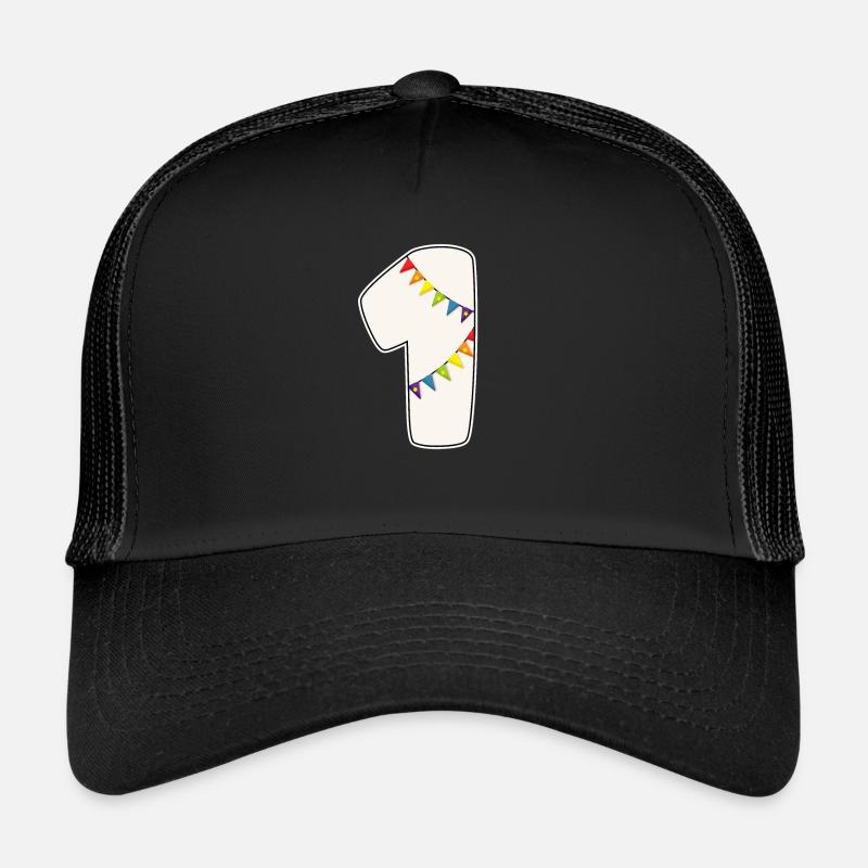 1 Geburtstag 1 Jahr Zahl 1 Mädchen Regenbogen Trucker Cap