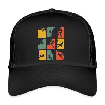 Rock Climbers Vintage Climbing Mountains Climber - Trucker Cap - black/black - Front