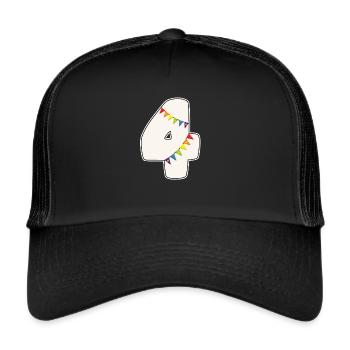 4 Birthday 4 years Number 4 Girls Rainbow - Trucker Cap - black/black - Front