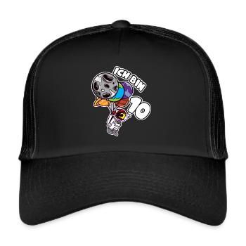 10 Geburtstag Ich Bin 10 Astronaut 10 Jahre - Trucker Cap - Schwarz/Schwarz - Vorne