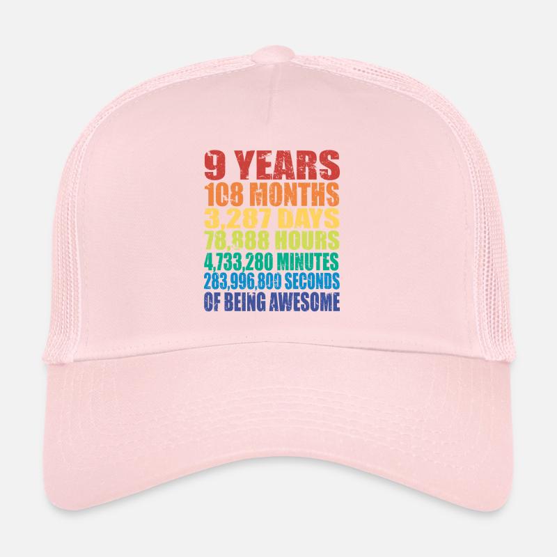 Drôle de cadeau d’anniversaire de 9 ans, 9 ans Casquette trucker 