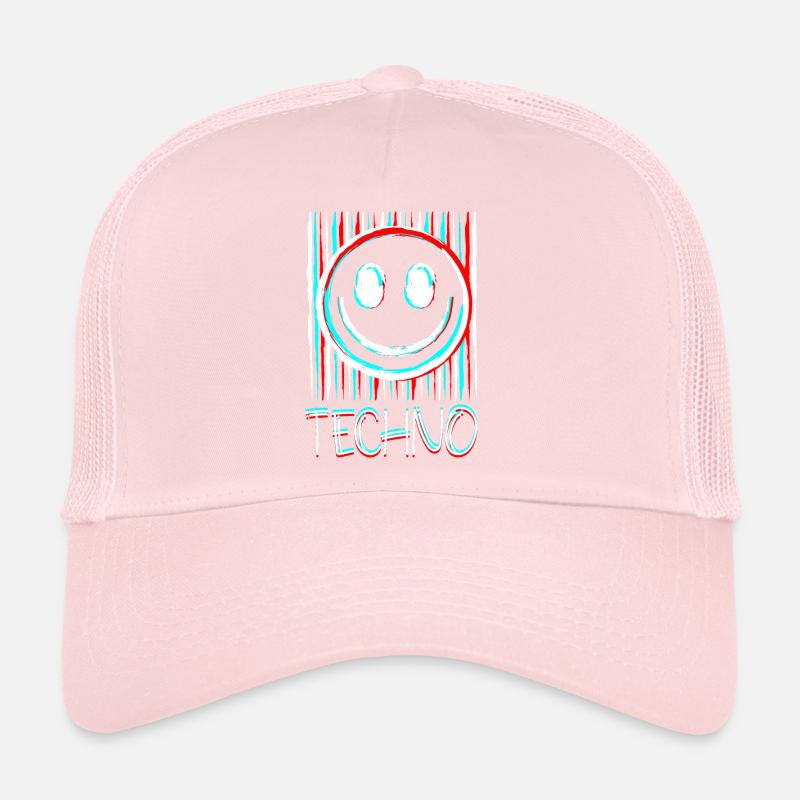 Techno Musique Visage Disque phonographe DJ Smile EDM Casquette trucker 