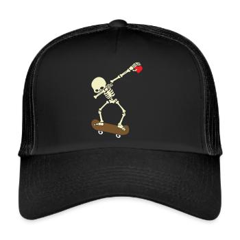 Skeleton Skateboard Dabbing Skate Skeleton Heart - Casquette trucker  - noir/noir - Devant