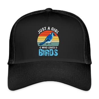 Vögel Beobachten Mädchen Vogel - Trucker Cap - Schwarz/Schwarz - Vorne