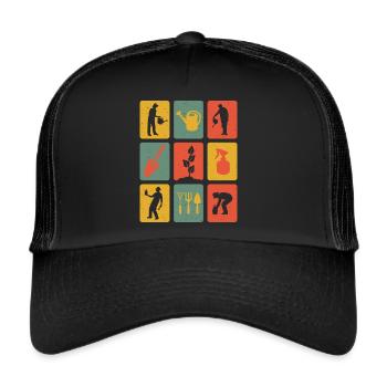 Jardiniers vintage Jardin jardin arrosoir - Casquette trucker  - noir/noir - Devant