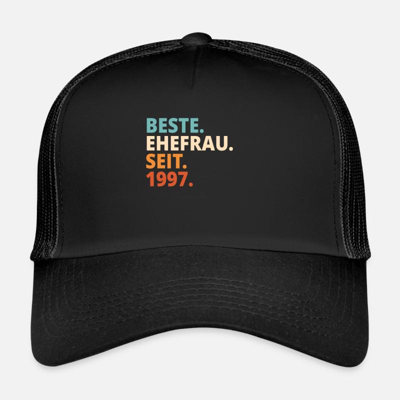 Beste Ehefrau Seit 1997 Hochzeitstag Jahrestag - Trucker Cap - Schwarz/Schwarz