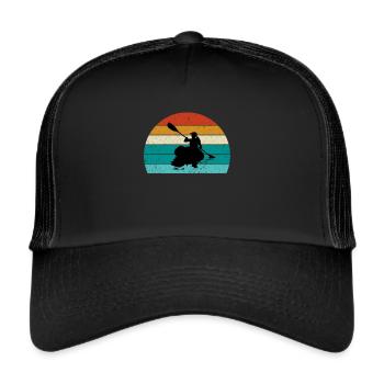 Whitewater Kayak Kayaking Retro Style Vintage Bunt - Trucker Cap - Schwarz/Schwarz - Vorne