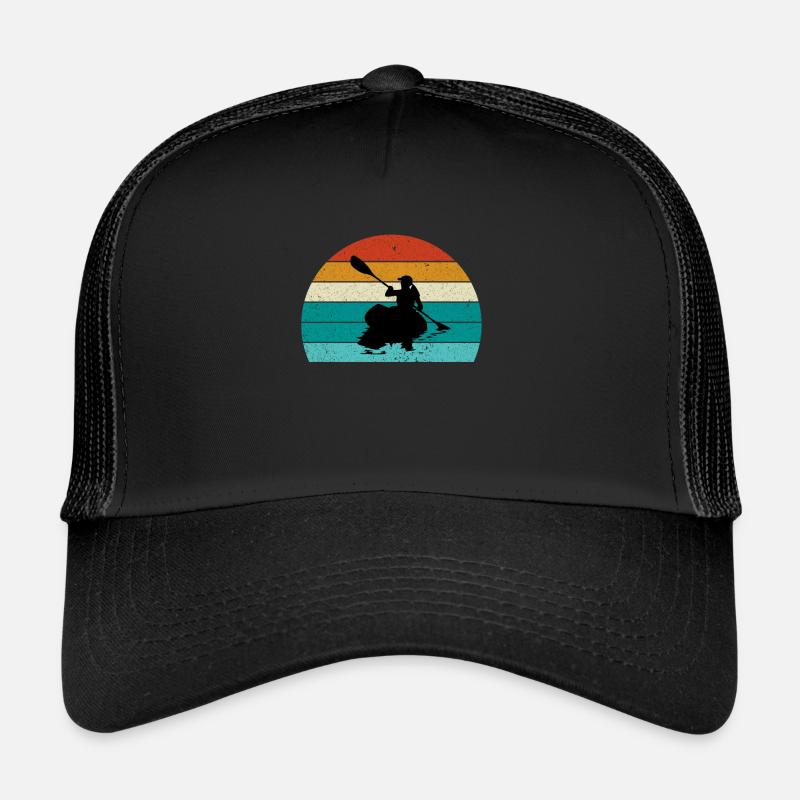 Whitewater Kayak Kayaking Retro Style Vintage Bunt - Trucker Cap - Schwarz/Schwarz