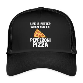 Life is better with pepperoni pizza loved - Trucker Cap - black/black - Front