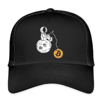Astronaut Fishing Moon Bitcoin Crypto currency - Trucker Cap - Schwarz/Schwarz - Vorne