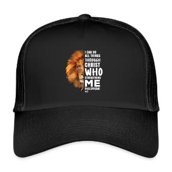 I Can Do All Things Through Christ Religious Lion - Casquette trucker  - noir/noir - Devant