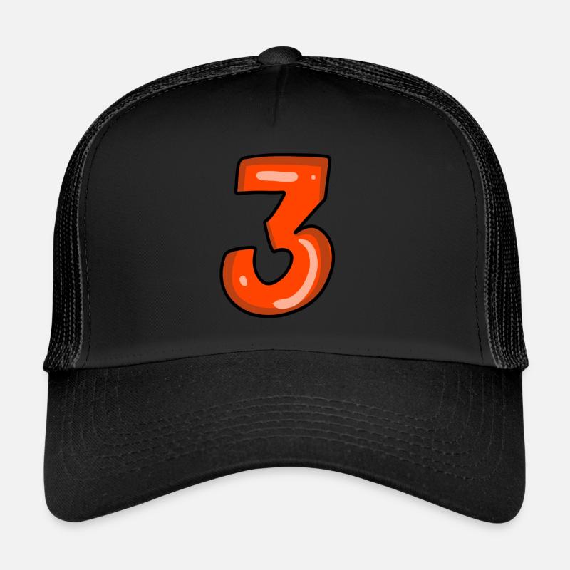3 rot - Trucker Cap - Schwarz/Schwarz